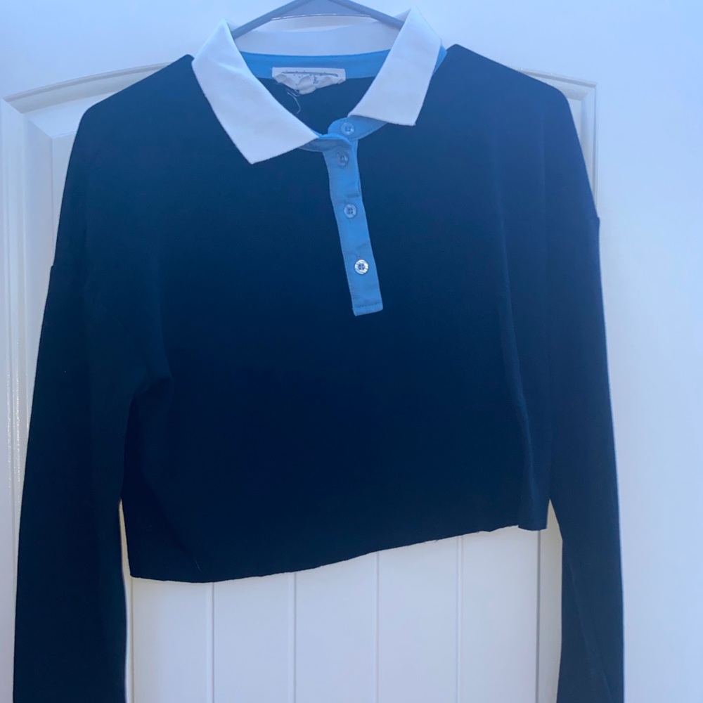 Cropped collared long sleeve